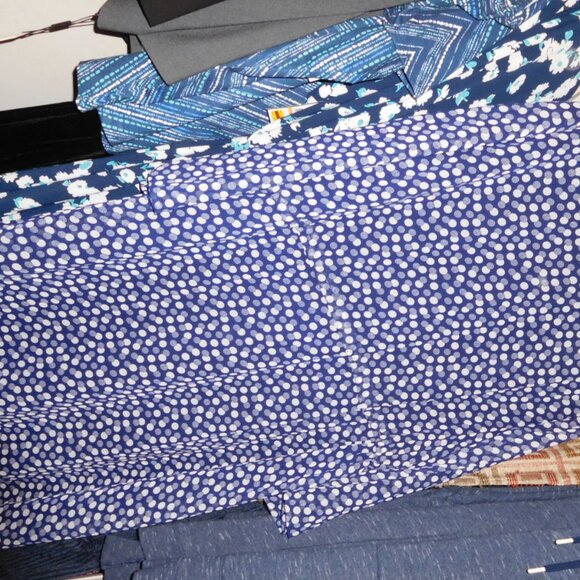 NWT 24W ANNE KLEIN FIT FLARE Eclipse/white Print Tie-waist Drawstring Midi Dress - Picture 11 of 11